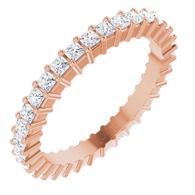 10K Gold Square Natural Diamond Shared-Prong Eternity Band – 1.5x1.5 mm Stones - Rose Gold