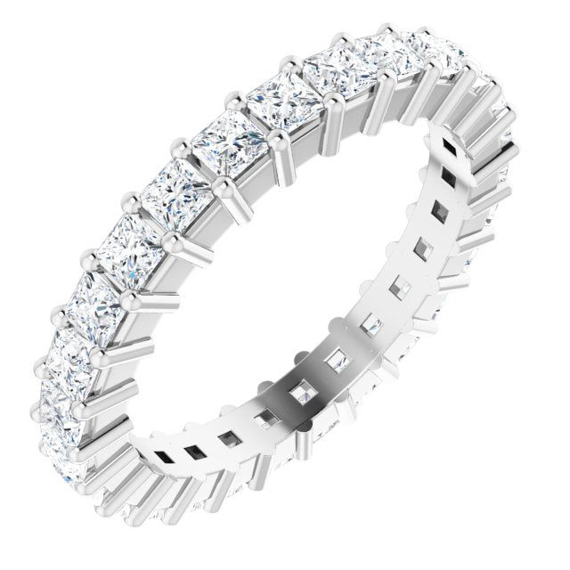 10K Gold Square Natural Diamond Shared-Prong Eternity Band – 2x2 mm Stones - White Gold