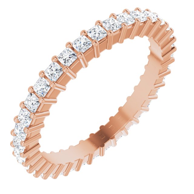 14K Gold Square Natural Diamond Shared-Prong Eternity Band – 1.5x1.5 mm Stones - Rose Gold
