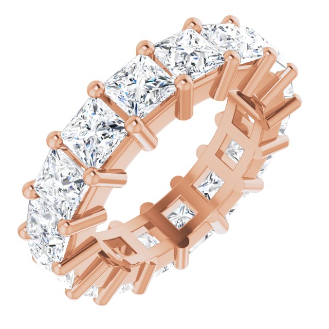 10K Gold Square Lab-Grown Diamond Shared-Prong Eternity Band – 3.75x3.75 mm Stones - Rose Gold