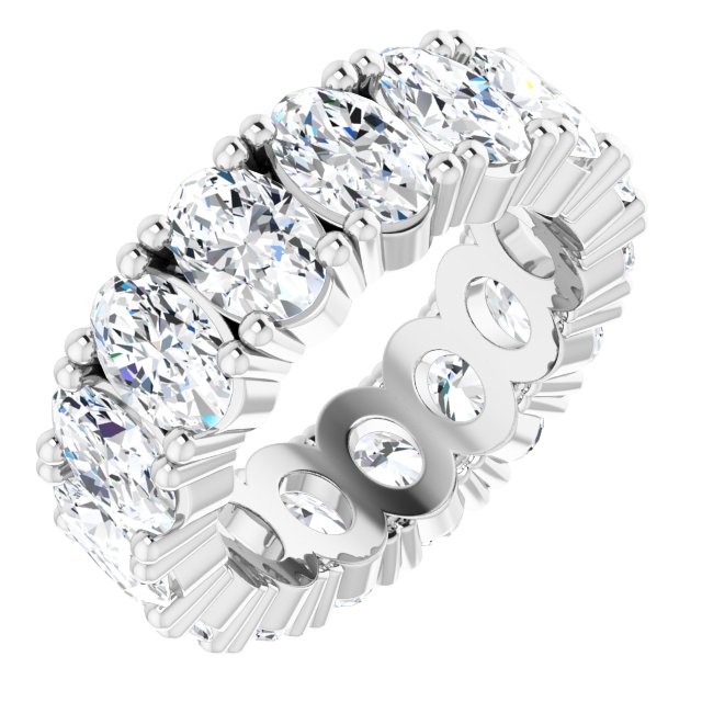 14K Gold Oval Lab-Grown Diamond Shared-Prong Eternity Band – 6x4 mm Stones - White Gold