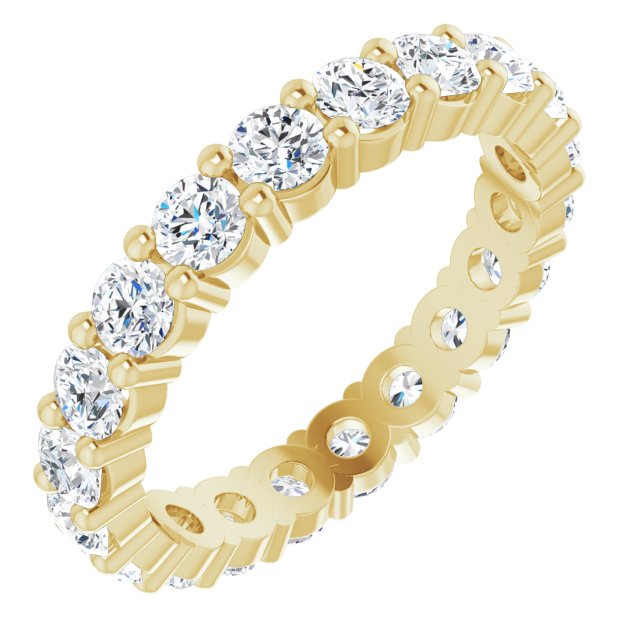 10K Gold Round Lab-Grown Diamond Shared-Prong Eternity Band – 2.75 mm Stones - Yellow Gold
