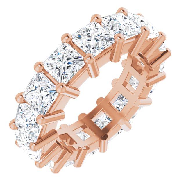 10K Gold Square Natural Diamond Shared-Prong Eternity Band – 4x4 mm Stones - Rose Gold