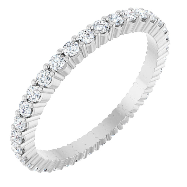 10K Gold Round Lab-Grown Diamond Shared-Prong Eternity Band – 1.5 mm Stones - White Gold