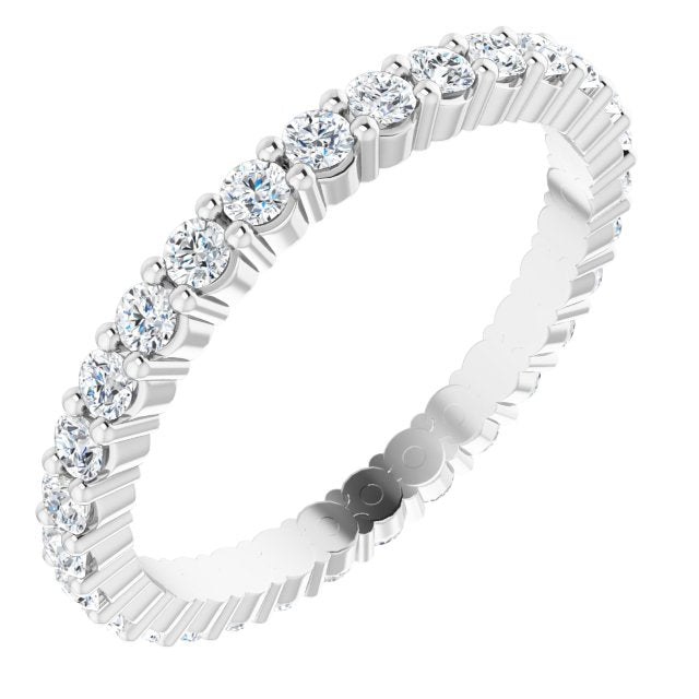 14K Gold Round Natural Diamond Shared-Prong Eternity Band – 1.7 mm Stones - White Gold