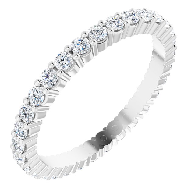 10K Gold Round Lab-Grown Diamond Shared-Prong Eternity Band – 1.7 mm Stones - White Gold
