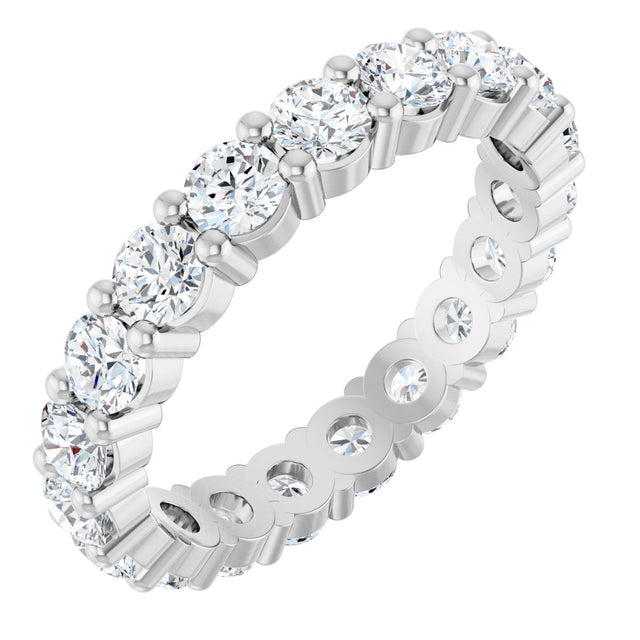 10K Gold Round Lab-Grown Diamond Shared-Prong Eternity Band – 3 mm Stones - White Gold
