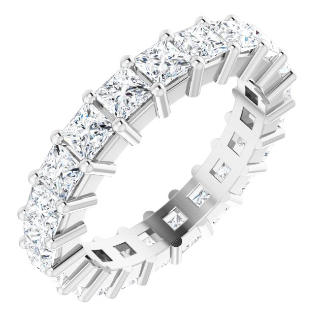 10K Gold Square Lab-Grown Diamond Shared-Prong Eternity Band – 2.75x2.75 mm Stones - White Gold