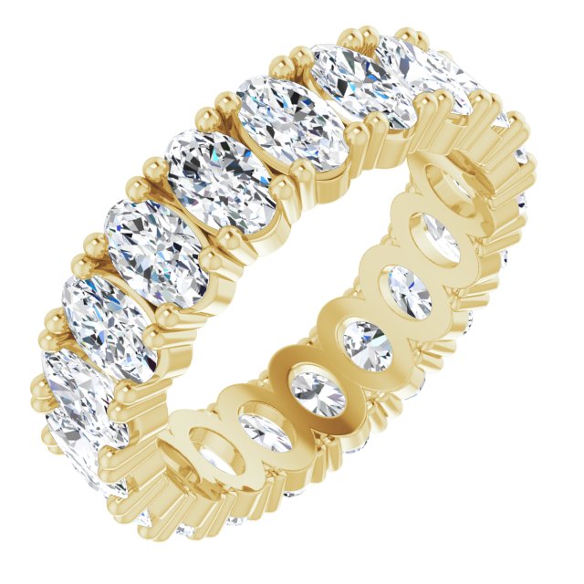 14K Gold Oval Natural Diamond Shared-Prong Eternity Band – 5x3 mm Stones - Yellow Gold