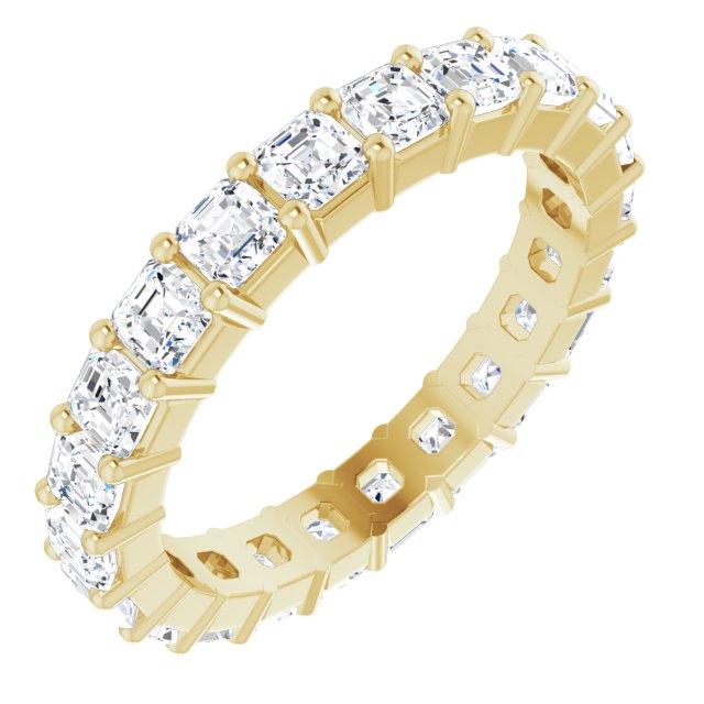 14K Gold Asscher Natural Diamond Shared-Prong Eternity Band – 2.6x2.6 mm Stones