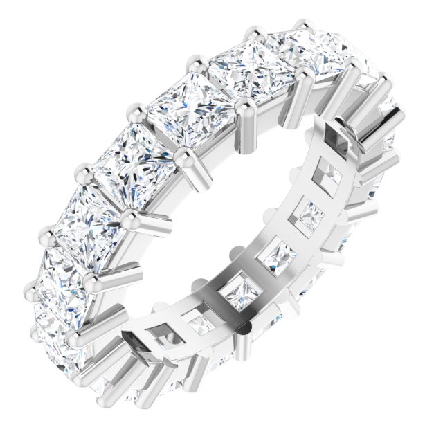 10K Gold Square Natural Diamond Shared-Prong Eternity Band – 3.5x3.5 mm Stones - White Gold