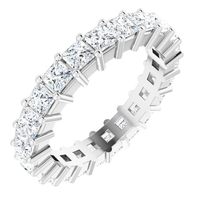 10K Gold Square Natural Diamond Shared-Prong Eternity Band – 2.5x2.5 mm Stones - White Gold