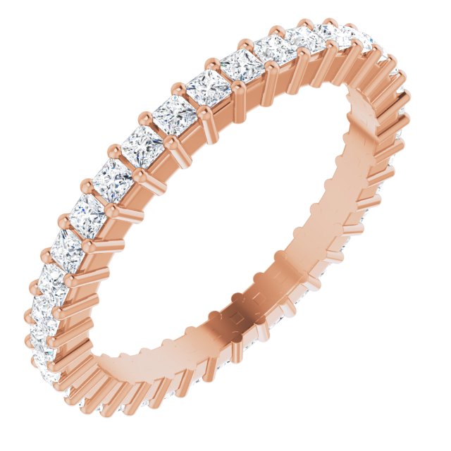 10K Gold Square Natural Diamond Shared-Prong Eternity Band – 1.5x1.5 mm Stones - Rose Gold