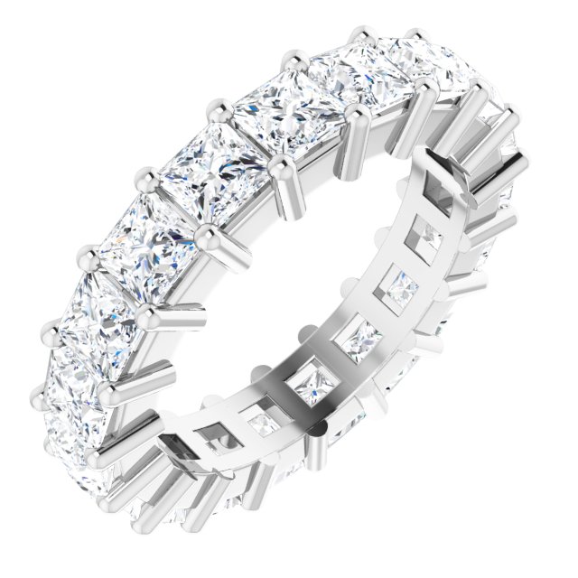 10K Gold Square Natural Diamond Shared-Prong Eternity Band – 3.25x3.25 mm Stones - White Gold