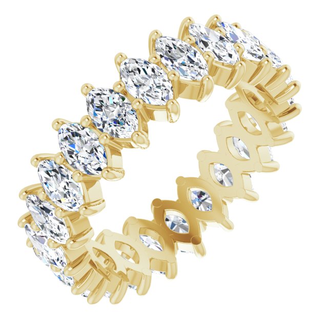 14K Gold Marquise Lab-Grown Diamond Shared-Prong Eternity Band – 4.5x2.5 mm Stones - Yellow Gold