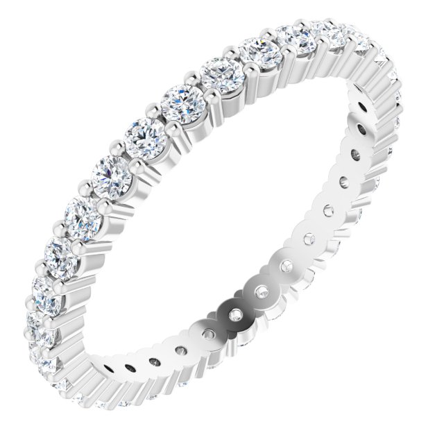 10K Gold Round Natural Diamond Shared-Prong Eternity Band – 1.75 mm Stones - White Gold