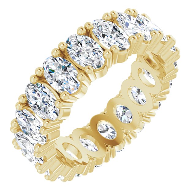 14K Gold Oval Natural Diamond Shared-Prong Eternity Band – 5x3 mm Stones - Yellow Gold