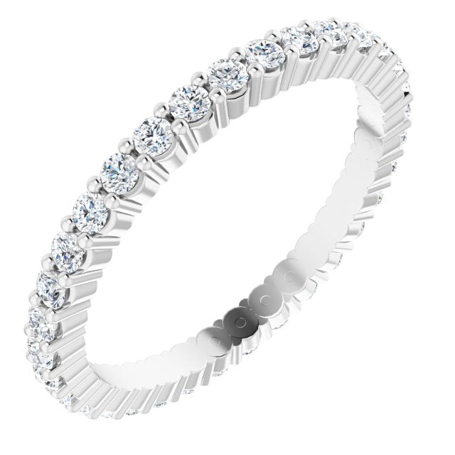 10K Gold Round Lab-Grown Diamond Shared-Prong Eternity Band – 1.5 mm Stones - White Gold