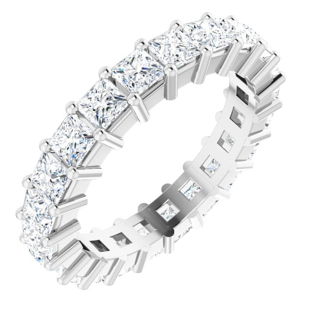 10K Gold Square Lab-Grown Diamond Shared-Prong Eternity Band – 2.75x2.75 mm Stones - White Gold