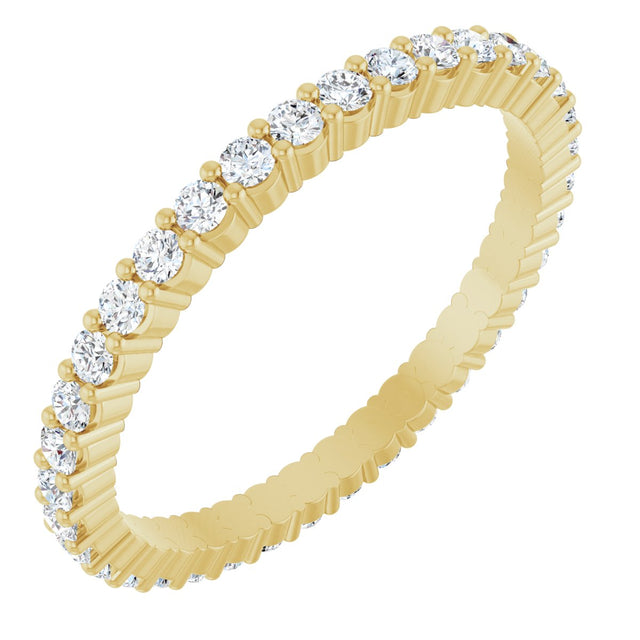 14K Gold Round Lab-Grown Diamond Shared-Prong Eternity Band – 1.5 mm Stones - Yellow Gold