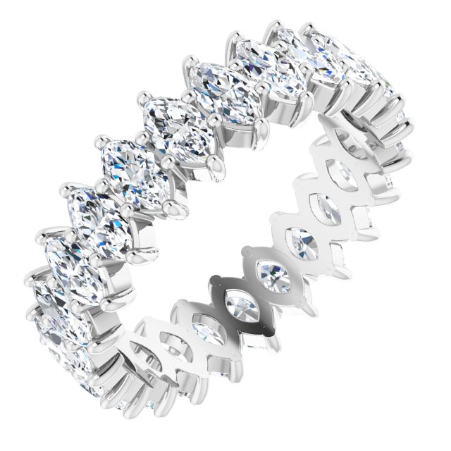 Platinum Marquise Natural Diamond Shared-Prong Eternity Band – 4.5x2.5 mm Stones