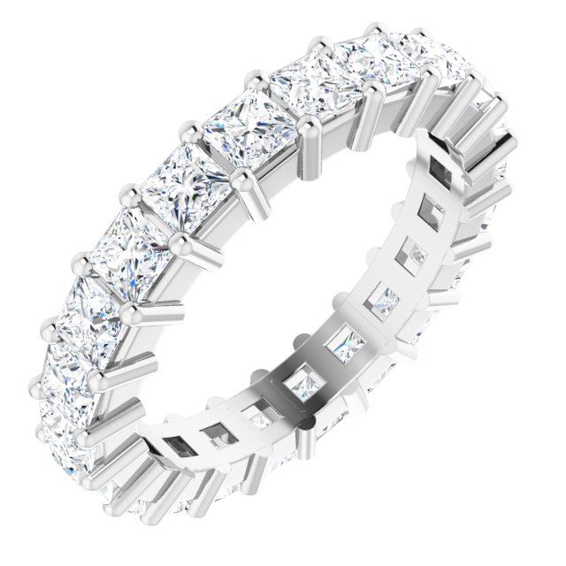 10K Gold Square Natural Diamond Shared-Prong Eternity Band – 2.75x2.75 mm Stones - White Gold