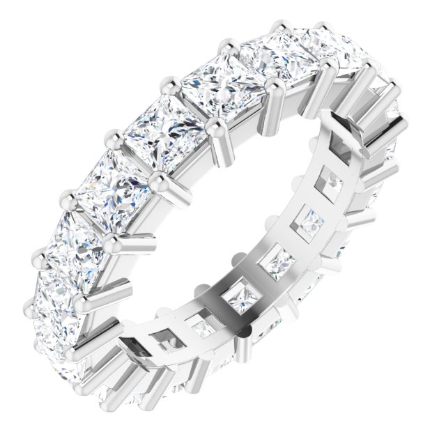 10K Gold Square Natural Diamond Shared-Prong Eternity Band – 3.25x3.25 mm Stones - White Gold