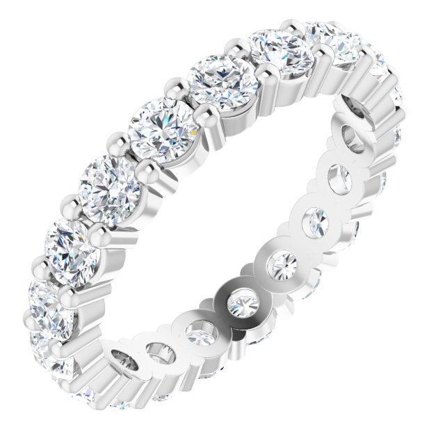 10K Gold Round Lab-Grown Diamond Shared-Prong Eternity Band – 3 mm Stones - White Gold