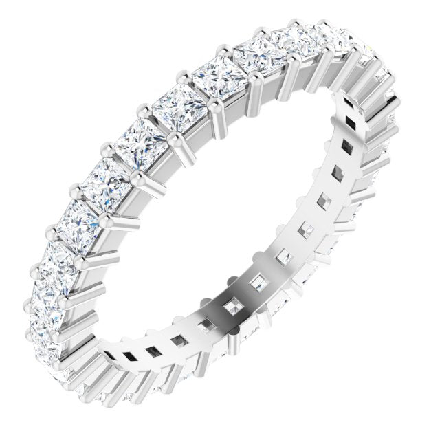 10K Gold Square Lab-Grown Diamond Shared-Prong Eternity Band – 2x2 mm Stones - White Gold