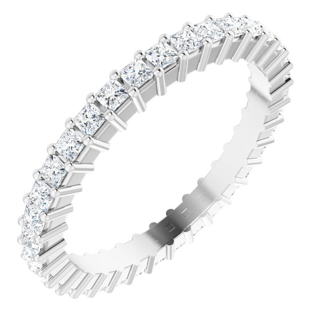 10K Gold Square Natural Diamond Shared-Prong Eternity Band – 1.5x1.5 mm Stones - White Gold