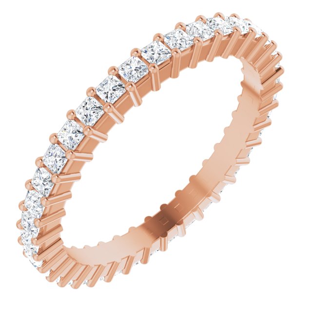 10K Gold Square Lab-Grown Diamond Shared-Prong Eternity Band – 1.5x1.5 mm Stones - Rose Gold