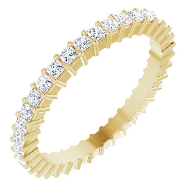 10K Gold Square Natural Diamond Shared-Prong Eternity Band – 1.5x1.5 mm Stones - Yellow Gold