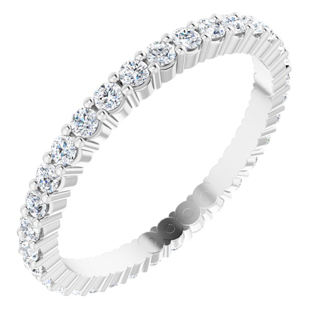 10K Gold Round Lab-Grown Diamond Shared-Prong Eternity Band – 1.7 mm Stones - White Gold