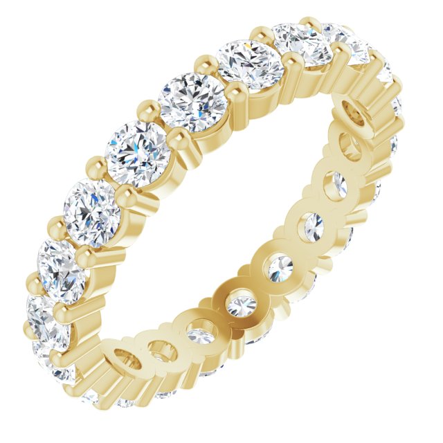10K Gold Round Lab-Grown Diamond Shared-Prong Eternity Band – 3 mm Stones - Yellow Gold