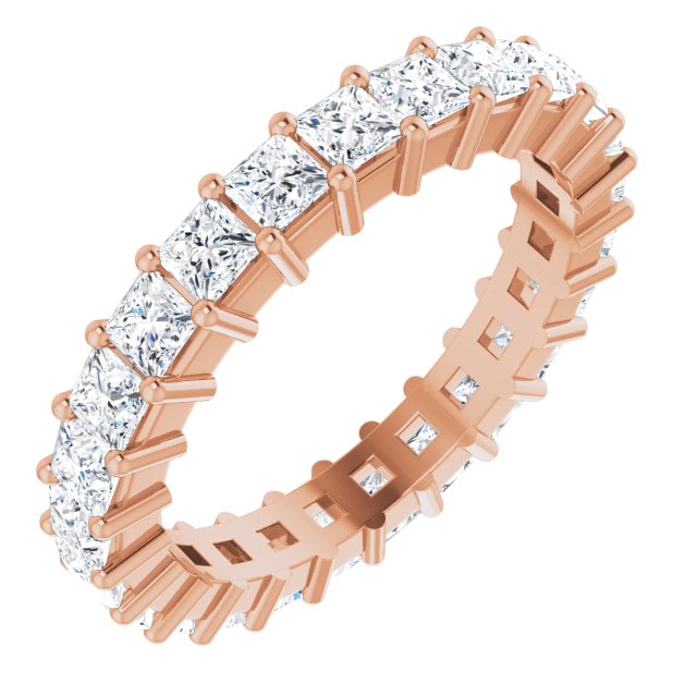 10K Gold Square Natural Diamond Shared-Prong Eternity Band – 2.5x2.5 mm Stones - Rose Gold
