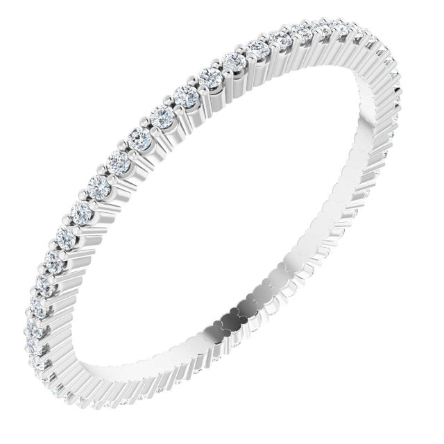 10K Gold Round Natural Diamond Shared-Prong Eternity Band – 1 mm Stones - White Gold