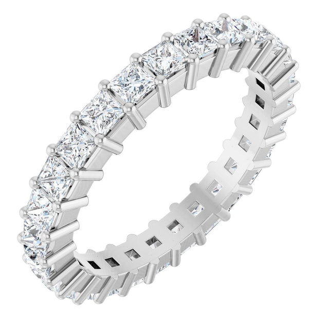 10K Gold Square Natural Diamond Shared-Prong Eternity Band – 2.25x2.25 mm Stones - White Gold