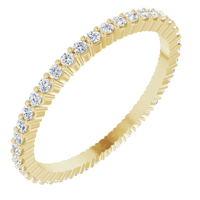 10K Gold Round Natural Diamond Shared-Prong Eternity Band – 1.3 mm Stones - Yellow Gold