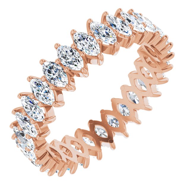 14K Gold Marquise Lab-Grown Diamond Shared-Prong Eternity Band – 4x2 mm Stones - Rose Gold