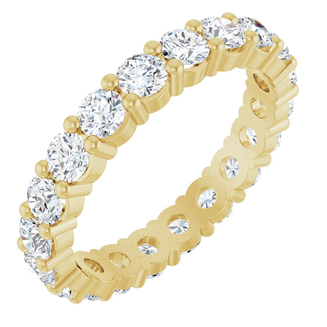 10K Gold Round Lab-Grown Diamond Shared-Prong Eternity Band – 3 mm Stones - Yellow Gold