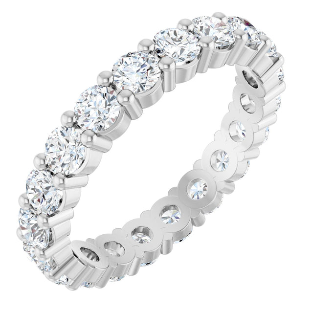10K Gold Round Natural Diamond Shared-Prong Eternity Band – 3 mm Stones - White Gold