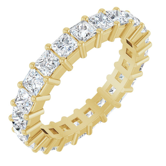 10K Gold Square Lab-Grown Diamond Shared-Prong Eternity Band – 2.75x2.75 mm Stones - Yellow Gold