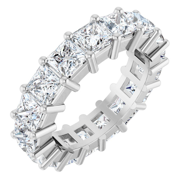 10K Gold Square Lab-Grown Diamond Shared-Prong Eternity Band – 4x4 mm Stones - White Gold