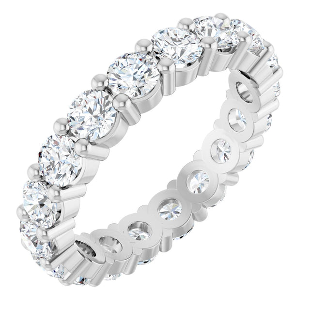 10K Gold Round Natural Diamond Shared-Prong Eternity Band – 3.4 mm Stones - White Gold