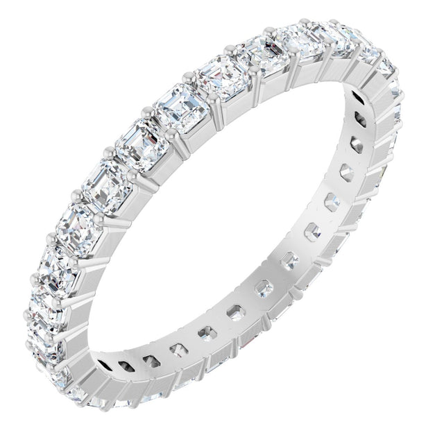 Platinum Asscher Lab-Grown Diamond Shared-Prong Eternity Band – 2x2 mm Stones