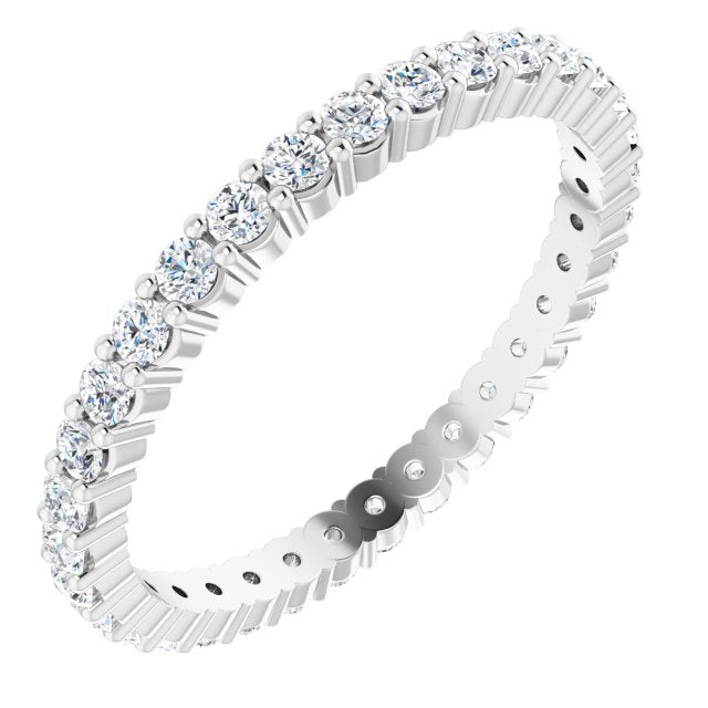 10K Gold Round Natural Diamond Shared-Prong Eternity Band – 1.75 mm Stones - White Gold