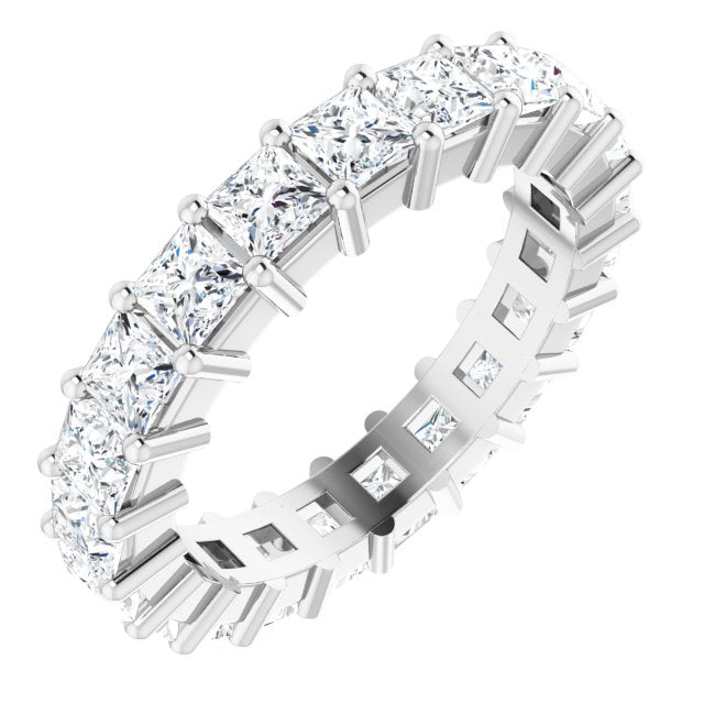 10K Gold Square Natural Diamond Shared-Prong Eternity Band – 3x3 mm Stones - White Gold