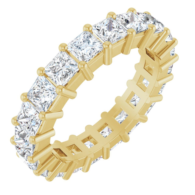 10K Gold Square Natural Diamond Shared-Prong Eternity Band – 3.25x3.25 mm Stones - Yellow Gold