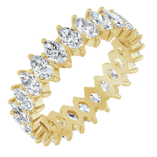 14K Gold Marquise Natural Diamond Shared-Prong Eternity Band – 4.5x2.5 mm Stones - Yellow Gold