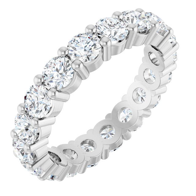 10K Gold Round Natural Diamond Shared-Prong Eternity Band – 3.5 mm Stones - White Gold